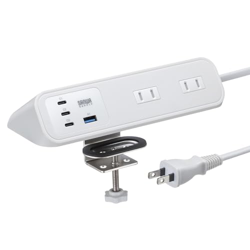 サンワサプライ クランプ固定式タップ（AC4個口＋USB-C×3＋USB-A×1・PD65W・ホワイト） TAP-B114UC-2W 送料無料