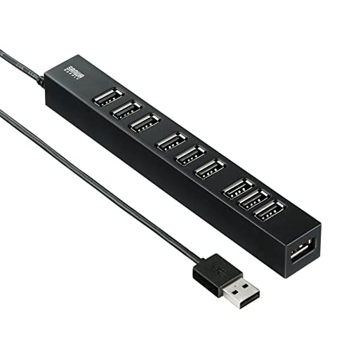 10ポートブラック/-/USB-2H1001BKN・Color:ブラックStyle:10ポート・パッケージ個数:1・付属の面ファスナーでどこにでも、どんな向きにも設置が可能です。・ケーブルレイアウトが自由にでき、より省スペースで綺麗に設置することができます。・サイドポートを装備しており大型サイズのUSBコネクタを持った機器を接続しても周りのコネクタに干渉しません。・セルフパワー/バスパワー両対応です。ACアダプタを使用することで安定した電力供給が必要なポータブルHDDなどにも対応します。・セルフパワーモードでの使用時はパソコンの電源がオフの状態でも電源供給が可能で、USB扇風機などへ給電することができます。＜ご購入前にご確認ください＞※本製品はセルフパワー/バスパワーの両方に対応しています。バスパワーモードで使用する場合は10ポートの合計値が200mA以内の場合に限り使用可能です。●付属の面ファスナーでどこにでも、どんな向きにも設置が可能です。 ●ケーブルレイアウトが自由にでき、より省スペースで綺麗に設置することができます。 ●サイドポートを装備しており大型サイズのUSBコネクタを持った機器を接続しても周りのコネクタに干渉しません。 ●セルフパワー/バスパワー両対応です。ACアダプタを使用することで安定した電力供給が必要なポータブルHDDなどにも対応します。 ●セルフパワーモードでの使用時はパソコンの電源がオフの状態でも電源供給が可能で、USB扇風機などへ給電することができます。(ご購入前にご確認ください) ※本製品はセルフパワー/バスパワーの両方に対応しています。バスパワーモードで使用する場合は10ポートの合計値が200mA以内の場合に限り使用可能です。 ■カラー:ブラック ■インターフェース規格:USB仕様 Ver2.0準拠(USB Ver1.1上位互換) ■通信速度:480Mbps/12Mbps/1.5Mbps(理論値) ■コネクタ:USB Aコネクタ メス×10(ダウンストリーム) USB Aコネクタ オス×1(アップストリーム) ■電源:セルフパワー/バスパワー ※本製品はセルフパワー・バスパワーの両方に対応していますが、接続する周辺機器により動作しない場合があります。 ■供給電流:最大5200mA(全ポート合計/セルフパワー時) 最大200mA(全ポート合計/バスパワー時) ※接続する機器の消費電流が本製品の供給電流を超える場合、バスパワーで正常に動作しない場合があります。 ■サイズ:W166×D22×H20mm ■重量:92g ■ケーブル長:1m ■付属品:ACアダプタ(DC5V 5.0A/ケーブル長1.5m)、面ファスナー