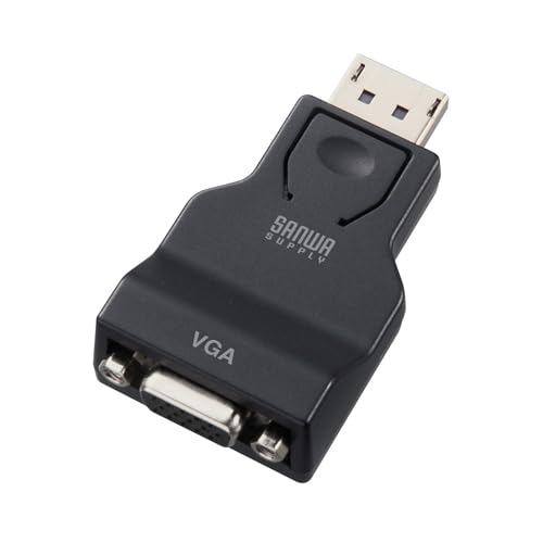 ブラック/-/AD-DPV07・パッケージ個数:1・パソコンに搭載されているDisplayPortコネクタ（メス）をVGAコネクタ（メス）に変換する変換アダプタです。※ディスプレイ側のDisplayPortコネクタをVGAコネクタ（ミニD-sub（HD）15pin）に変換することはできません。・DisplayPortコネクタはラッチ （ロック機構）を搭載し、意図しないケーブルの抜けを防ぎます。・VGAコネクタ（ミニD-sub（HD）15pin）側はインチナット付でケーブルの抜けを防ぎしっかり固定することができます。・錆にも強く、経年変化による信号劣化の少ない金メッキピンを使用しています。≪ご注意≫※DisplayPort信号の音声信号変換には対応しておりません。●パソコンに搭載されているDisplayPortコネクタ（メス）をVGAコネクタ（メス）に変換する変換アダプタです。 ※ディスプレイ側のDisplayPortコネクタをVGAコネクタ（ミニD-sub（HD）15pin）に変換することはできません。 ●DisplayPortコネクタはラッチ （ロック機構）を搭載し、意図しないケーブルの抜けを防ぎます。 ●VGAコネクタ（ミニD-sub（HD）15pin）側はインチナット付でケーブルの抜けを防ぎしっかり固定することができます。 ●錆にも強く、経年変化による信号劣化の少ない金メッキピンを使用しています。≪ご注意≫ ※DisplayPort信号の音声信号変換には対応しておりません。 ＜映像入力ポート＞ ■コネクタ形状：DisplayPortオス ＜映像出力ポート＞ ■コネクタ形状：VGA（ミニD-Sub（HD）15pin）メス×1 ■主な対応解像度：1920×1200、1920×1080、1600×1200 ■最大対応解像度：1080p ＜共通仕様＞ ■コネクタ形状：DisplayPortオス-ミニD-sub（HD）15pinメス ※アクティブタイプ ■サイズ：W68×D36×H20mm ■重量：約24g ■動作温度・湿度：温度0〜45℃、湿度10〜85％ ※結露なきこと ■保管温度・湿度：温度-10〜70℃、湿度5〜90％ ※結露なきこと