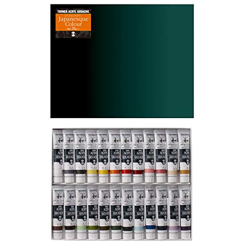 24色セットジャパネスク24色セット/20 ml (24 colors)/AGJ2024C・Color:ジャパネスク24色セットSize:20 ml (24 colors)・パッケージ個数:1・【パッケージのデザイン変更に伴い、掲載画像とは異なったデザインの商品が届く場合がございます。あらかじめご了承ください。】・つや消し・乾燥時間:(指触)20分~40分/(完全乾燥)1日以上・容量:20ml・原産国：日本モチーフを選ばない、強い接着力。ムラになりにくく、しっかりとしたノリのよさ。 そしてあざやかな発色が生きる、デリケートなツヤ消しの仕上がり。 さらに重ね塗りや溶き方の濃淡、すぐれた耐水性を生かせば、個性の表現は思いのまま。 タフでしなやかなアクリルガッシュは、すべての人の描きたい気持ちに応え、かぎりない創造力を触発します。 伝統的な「日本」を感じさせる落ち着いた美しい色調と独特の質感 (.co.jpより)