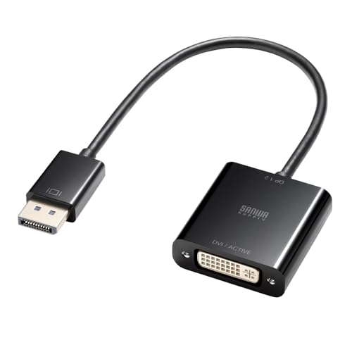 ブラック/-/AD-DPDVA02・パッケージ個数:1・パソコンに搭載されているDisplayPortコネクタ（メス）をDVIポート（メス）に変換するケーブル一体型の変換アダプタです。※ディスプレイモニタ側のDisplayPortをDVIポートに変換することはできません。・シングルモード（Dual-Mode非対応）のDisplayPort出力でも、DVI信号に変換できるアクティブアダプタです。・ショートケーブル一体型なので取り回しがしやすく、他のインターフェースと干渉することなく接続できます。・ケーブル部は「アルミシールド（ツイストペアケーブル）→アルミシールド→高密度編組シールド」と3重のシールド処理を施し、ノイズ干渉を防ぎます。・錆にも強く、経年変化による信号劣化の少ない金メッキピンを使用しています。●パソコンに搭載されているDisplayPortコネクタ（メス）をDVIポート（メス）に変換するケーブル一体型の変換アダプタです。 ※ディスプレイモニタ側のDisplayPortをDVIポートに変換することはできません。 ●シングルモード（Dual-Mode非対応）のDisplayPort出力でも、DVI信号に変換できるアクティブアダプタです。 ●ショートケーブル一体型なので取り回しがしやすく、他のインターフェースと干渉することなく接続できます。 ●ケーブル部は「アルミシールド（ツイストペアケーブル）→アルミシールド→高密度編組シールド」と3重のシールド処理を施し、ノイズ干渉を防ぎます。 ●錆にも強く、経年変化による信号劣化の少ない金メッキピンを使用しています。 ●土壌や地下水などの環境汚染の原因となる鉛をほとんど含まない無鉛ハンダを使用しています。 ＜共通仕様＞ ■コネクタ形状：DisplayPortオス-DVI24pin（DVI-D）メス ＜映像入力ポート＞ ■ポート形状：DisplayPortオス ＜映像出力ポート＞ ■ポート形状：DVI（24pin）メス ■最大対応解像度：1920×1200 ■主な対応解像度：1920×1200、1920×1080、1600×1200 ＜映像出力ポート＞ ■HDCP：HDCP1.4 ＜映像規格＞ ■DisplayPort規格：Ver1.4 ■DVI規格：デジタル シングルリンク ＜共通仕様＞ ■動作温度：0〜45℃ ■保管温度：-10〜80℃ ■動作湿度：10〜85％　結露なきこと ■保管湿度：5〜90％　結露なきこと ■変換方式：アクティブタイプ ■シールド方法：3重シールド ■ケーブル長：0.2m ■ケーブル径：直径4.5mm ■サイズ：約W43.2×D45×H14.65mm ■重量：約36g