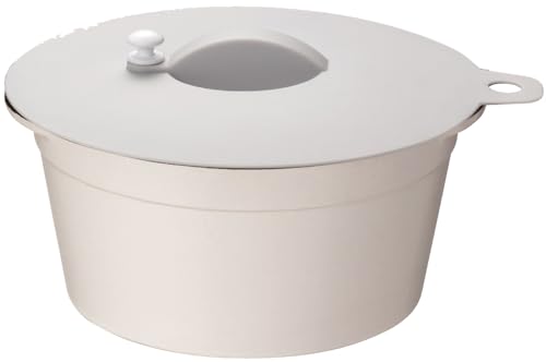 イシガキ 電子レンジ 調理皿 ホワイト 蓋をした場合:幅20.7×奥行17.8×高さ10.5cm 陶器のみ:幅19.3×奥行17.4×高さ8cm 陶器 シリコン蓋 セット ラウンド L 深型 食洗器 対応 保温 レシピ 付き
