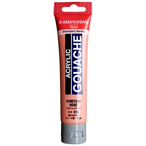 ベネシャンローズ/70ml/443273・Color:ベネシャンローズSize:70ml・品番:AAG70 316・主な素材:アクリル・商品モデル番号:AAG70 316・梱包サイズ:16.4 x 4.3 x 2.8cm・梱包重量:100gアムステルダムアクリリックガッシュは全80色、普通色67色と金銀などのメタルカラー4色、 蛍光色はフルレンジ9色そろっており、非常に鮮やかな発色で、ブラックライトにも反応します。 塗布面は筆ムラが少く、ツヤの無い平滑でマットな画面に仕上がります。 乾燥後は耐水性となり、また下地の色を隠す強い被覆力があります。 紙だけでなく、キャンバス、木材、石、皮などいろいろな素材に着色できます。 中身の色が確認できる透明チューブ入り。
