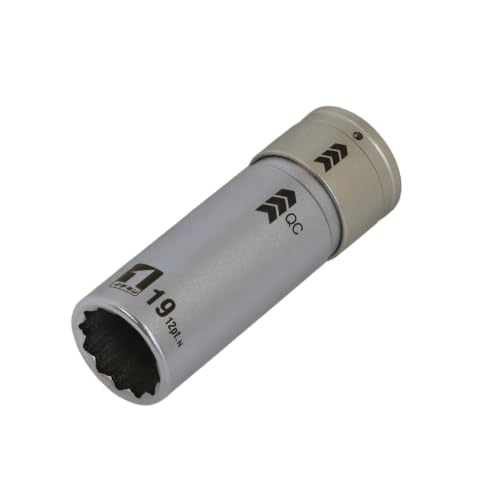 -/19mm/19804・Size:19mm・パッケージ個数:1・差込角:12.7mm・対辺寸法:19mm・全長:78mm・穴角数:12角・面倒なOリングやピンが不要、ワンタッチ感覚でインパクトレンチに取り付けることができる。面倒なOリングやピンが不要で取替え時の紛失すること無く、ソケットの装着が手軽に簡単にできます。 インパクトレンチ差込角12.7mm用。 19mmナット対応、12角ソケット。