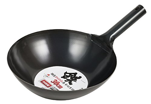 パール金属 中華鍋 ブラック 30cm 鉄製 IH対応 底平 北京鍋 HB-4225 送料無料