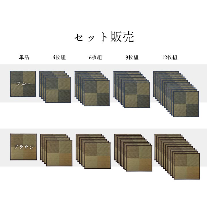 置き畳 ミニ畳 抗菌防臭 消臭 湿度調節 い草マット い草ラグ 置き畳み システム畳 コンパクト収納 畳 フローリング 敷くだけ ナチュラル 和風 軽量 連結 敷き詰め 防音 フロアマット ジョイント付き 市松柄 ユニット畳 半畳 82センチ 約82×82cm×1.7cm 4P【同色4枚組】 2