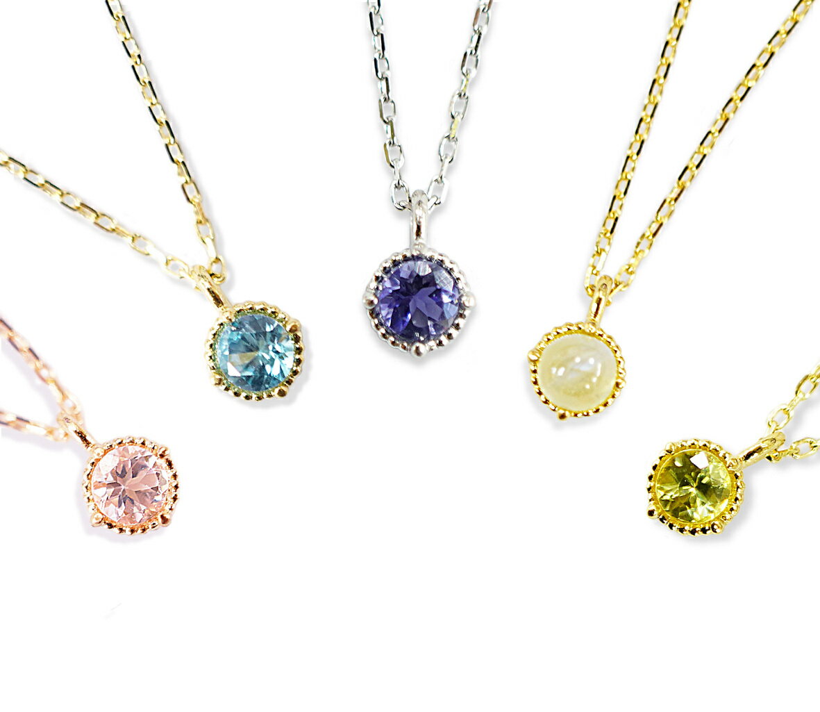 【新誕生石】【受注生産】k18yg k18pg pt ミル打ち プチネックレス天然石 誕生石 ダイヤモンド ダイヤ ネックレス 細いプラチナネックレス レディー...