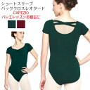 バレエレオタード　140-170【CAPEZIO バッククロスフレンチ袖】 ジュニア 大人 レッスン バレエ用品 バーガンディ　ワイン　グリーン　お稽古 ダンス おしゃれ かわいい　袖付き　華やか　シンプル レッスン スワローシー swallowsea ballet（CA-005）