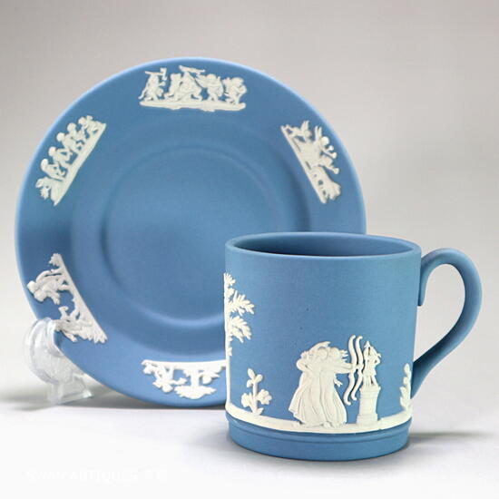 ウェッジウッド Wedgwood 英国製 ジャスパー ペールブルー デミタス カップ＆ソーサー イギリス 未使用