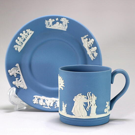 ウェッジウッド Wedgwood 英国製 ジャスパー ペールブルー デミタス カップ＆ソーサー 未使用