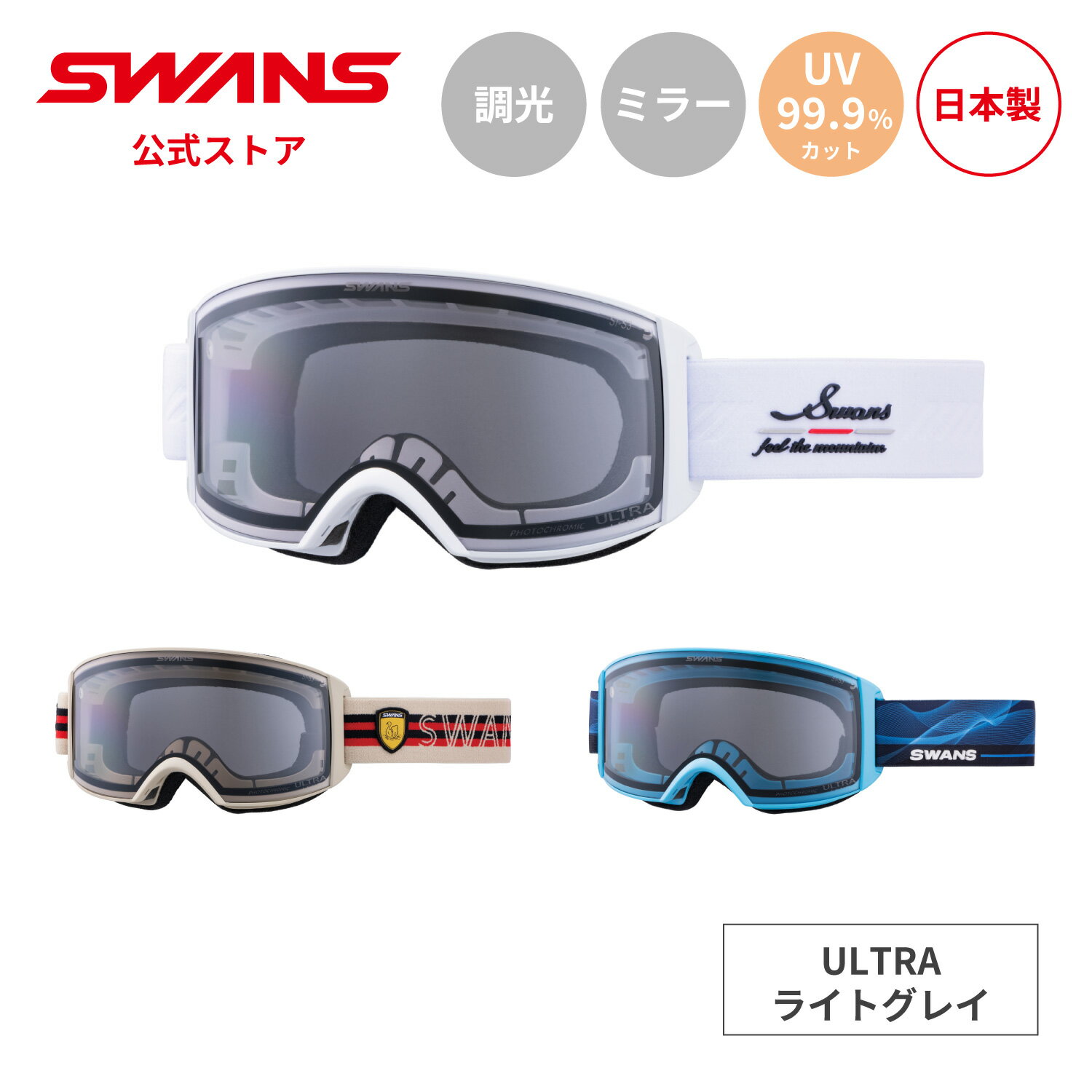 【公式】SWANS スワンズ スノー ゴーグル 眼鏡対応 ULTRA 調光 ミラー RA-MDH-CU-LG ラカン RACAN 25-26 スキー スノーボー...