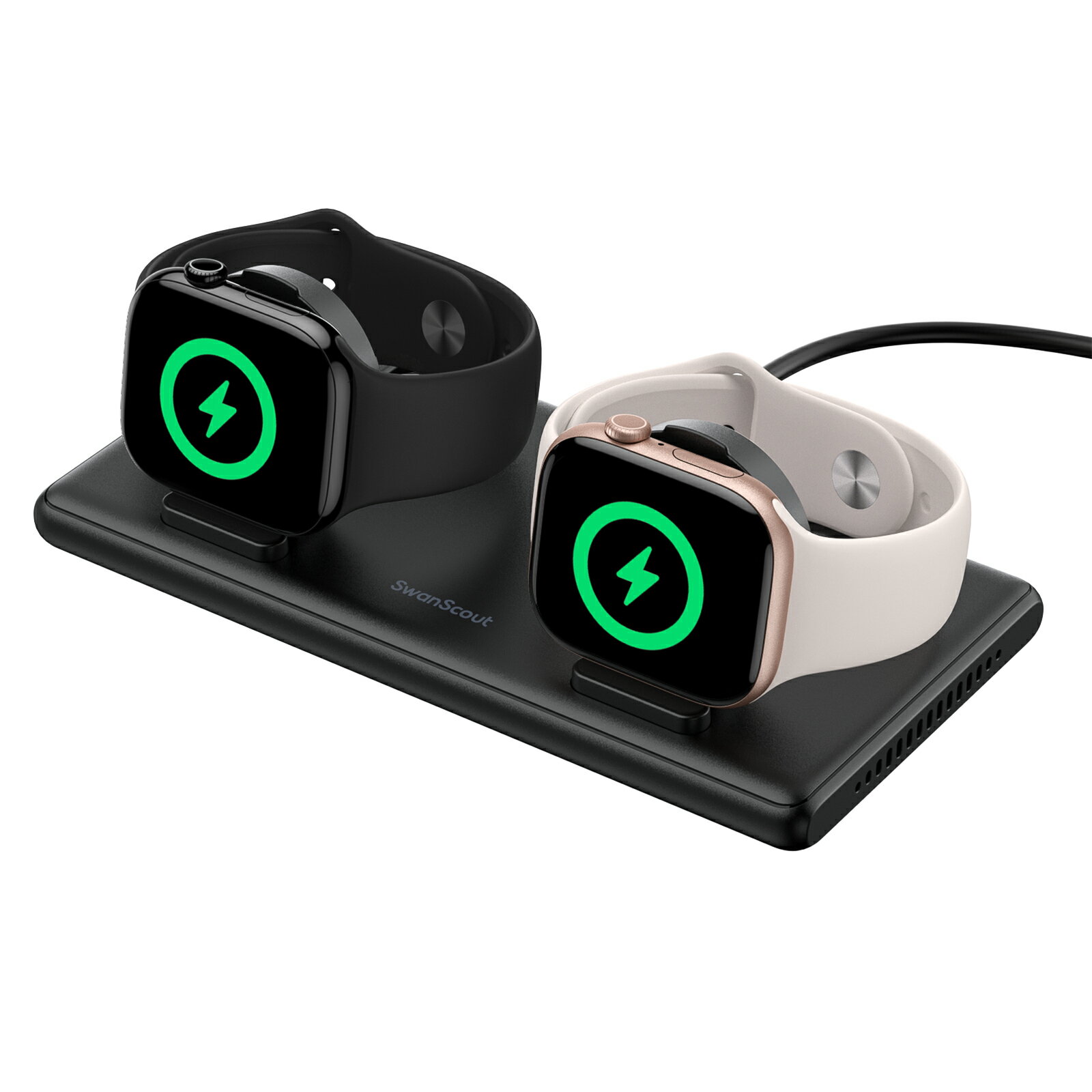 アップルウォッチ 充電器 スタンド 2台同時 Apple Watch対応 充電スタンド 2台 5W急速充電 強磁気 折りたたみ式 軽量 薄型、Apple Watch 11/10/9/8/7/6/5/4/3/2 Ultra 3/Ultra 2/Ultra/SE 3/SE 2/SE対応 SwanScout 507DA