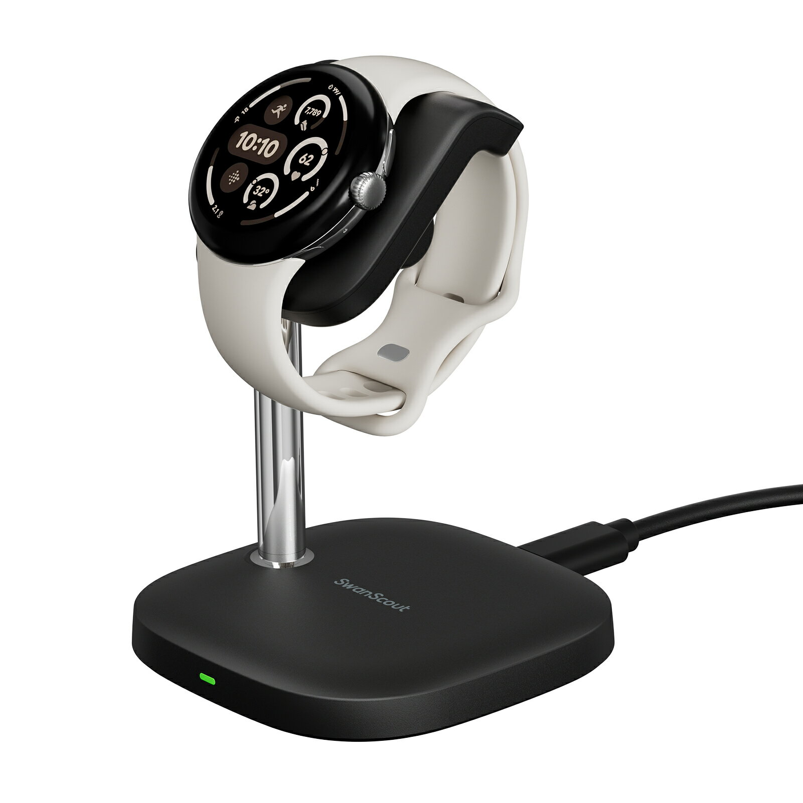 送料無料 Pixel Watch 充電器 スタンド ピクセルウォッチ 充電器 角度調整可能 急速 軽量 Pixel Watch 4/1非対応 SwanScout 505G2 (ブラック)