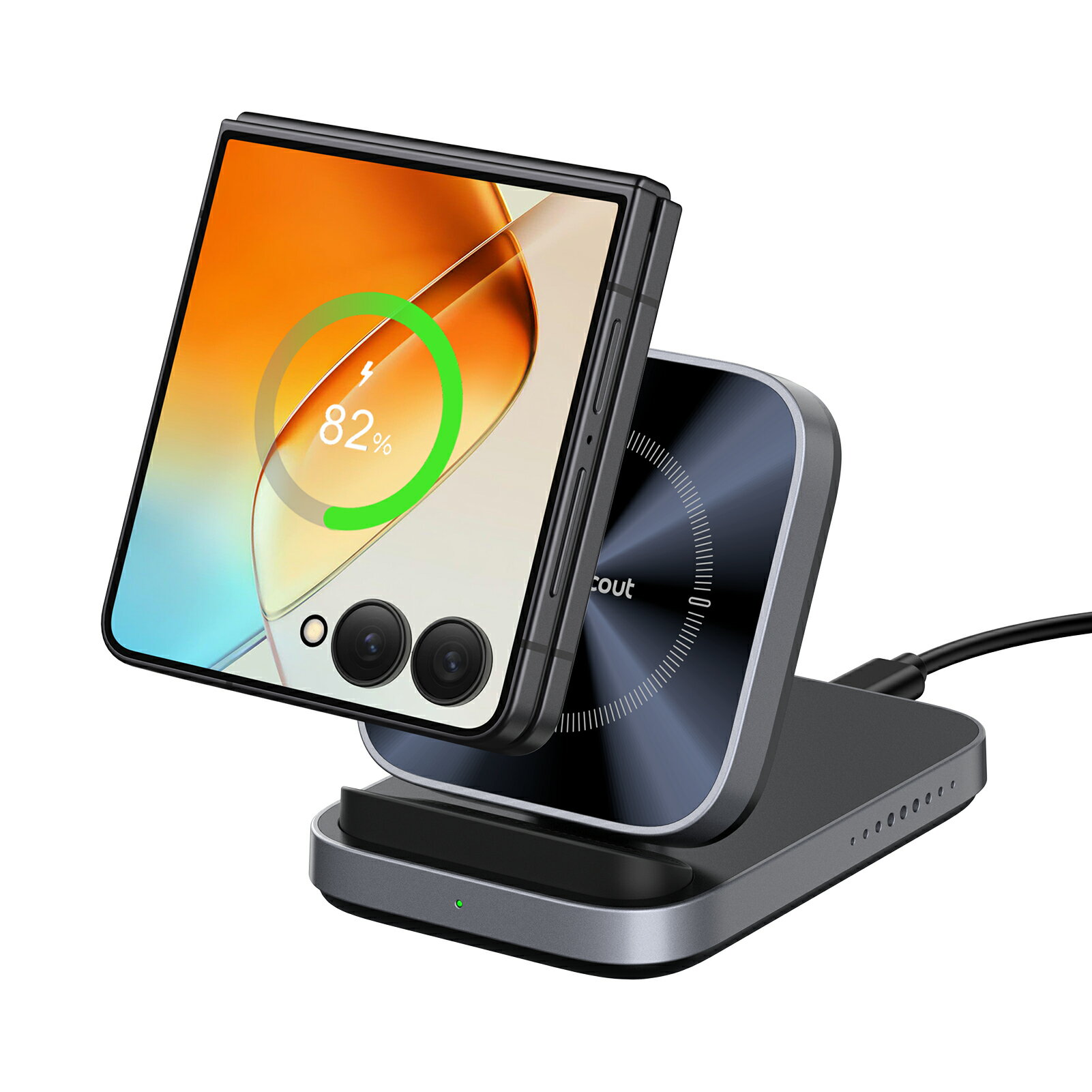 Galaxy Z Flip/Motorola Razr対応 ワイヤレス充電器 15W急速 折りたたみ 充電スタンド Galaxy Z Flip FE/7/6/5/4/3&Motorola Razr 60/50/40/Razr+対応 置くだけ充電器（アダプタ別売り） SwanScout 508F