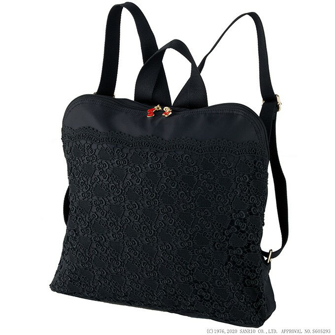 ハローキティ キャリーバッグ Hello Kitty×近沢レース店×スワニーコラボ リュック(S)ブラック（ ショッピングカート リュック スワニーバッグ SWANY ）A-403のサムネイル