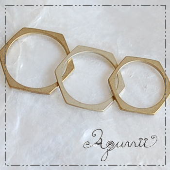 Aquvii／アクビ Hexagon Ring ヘキサゴン（六角形）デザインのAquviiオリジナルRingDM便可能