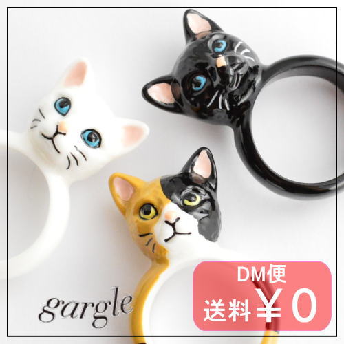 gargle ガーグル 三匹のイタズラネコ 【リング】 DM便可能 ねこ　猫　ネコ　三毛猫　アニマル　リアル　かわいい　癒し　人気　アクセサリー　ギフト　プレゼント 猫好き　黒猫　白猫　13号qqpq