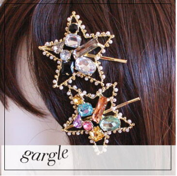 【gargle/ガーグル】Big　star　ヘアピン　DM便可能　　ヘアアクセサリー　スター　星大きめ　かわいい　ピン　キラキラ　発表会　髪飾り　子供　キッズ　ほし　目立つ　ポップ　 p2p2