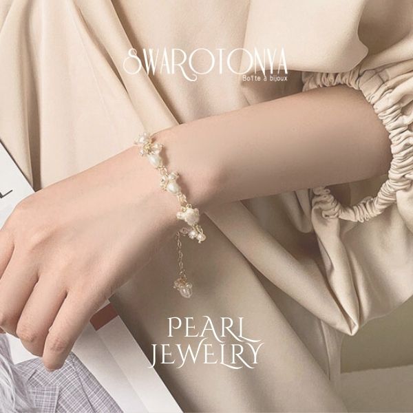 淡水バロックパール ブレスレット/安心 上品 ブランド 金属アレルギー 結婚式 プレゼント パーティー ジュエリー アクセサリー ニッケルフリー レディース 女性 スワロフスキー スワロ問屋のサムネイル