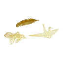 高品質メタルチャーム 透かしパーツ 折り鶴や金魚などの和柄 とても薄い高品質な銅製です!葉っぱ リーフ【RCP】