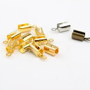 4mmサイズ ひも用カン付きカシメ 5個セット 全3色 ハンドメイド用金具 かしめ 紐 カツラ ヒモ留め かしらパーツ ひも留め