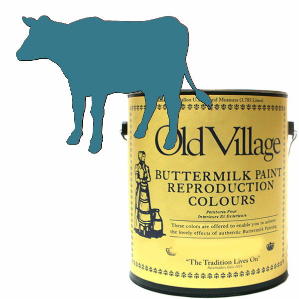 【バターミルクペイント】(bu14291) オハイオ カップボード ブルー 3785ml 絵具 オールドビレッジ 水性塗料 自然塗料 乾くと耐性 インク 天然素...