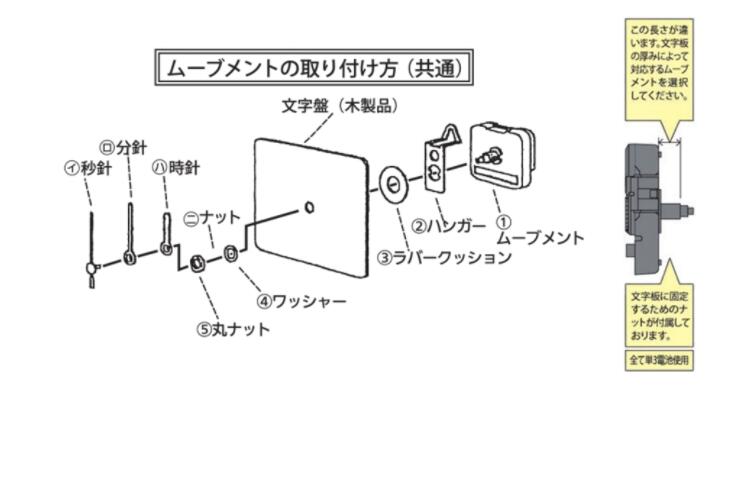 (bd02) 【ムーブメント用針・黒/金】時計針02 ブラック・ゴールド 秒針 分針 時針 壁掛け 手作り キット 時計 部品 パーツ 掛け時計 金具付き 時計機械 夏休み 作品 工作 図工 交換 組立 シャフト オリジナル