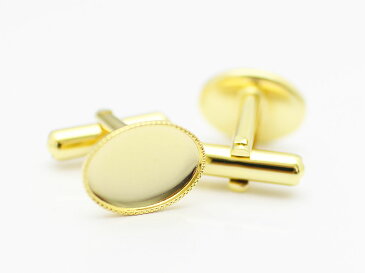 【高品質日本製 10セット予約販売】No.83 カフスボタン ゴールド オーバル ミール皿 土台 10×14mm