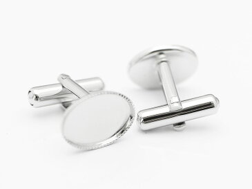 【高品質日本製 10セット予約販売】No.84 カフスボタン シルバー オーバル ミール皿 土台 10×14mm