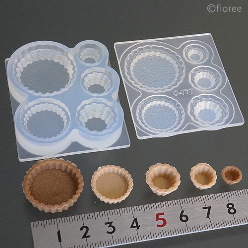 (S1077)シリコンモールド ケーキタルド 土台 ＆ケーキ カップ 立体型 2種類/計5サイズ ミニチュア キッチン 食べ物 デザート 雑貨 レジンや樹脂粘土でのフード作品にのサムネイル