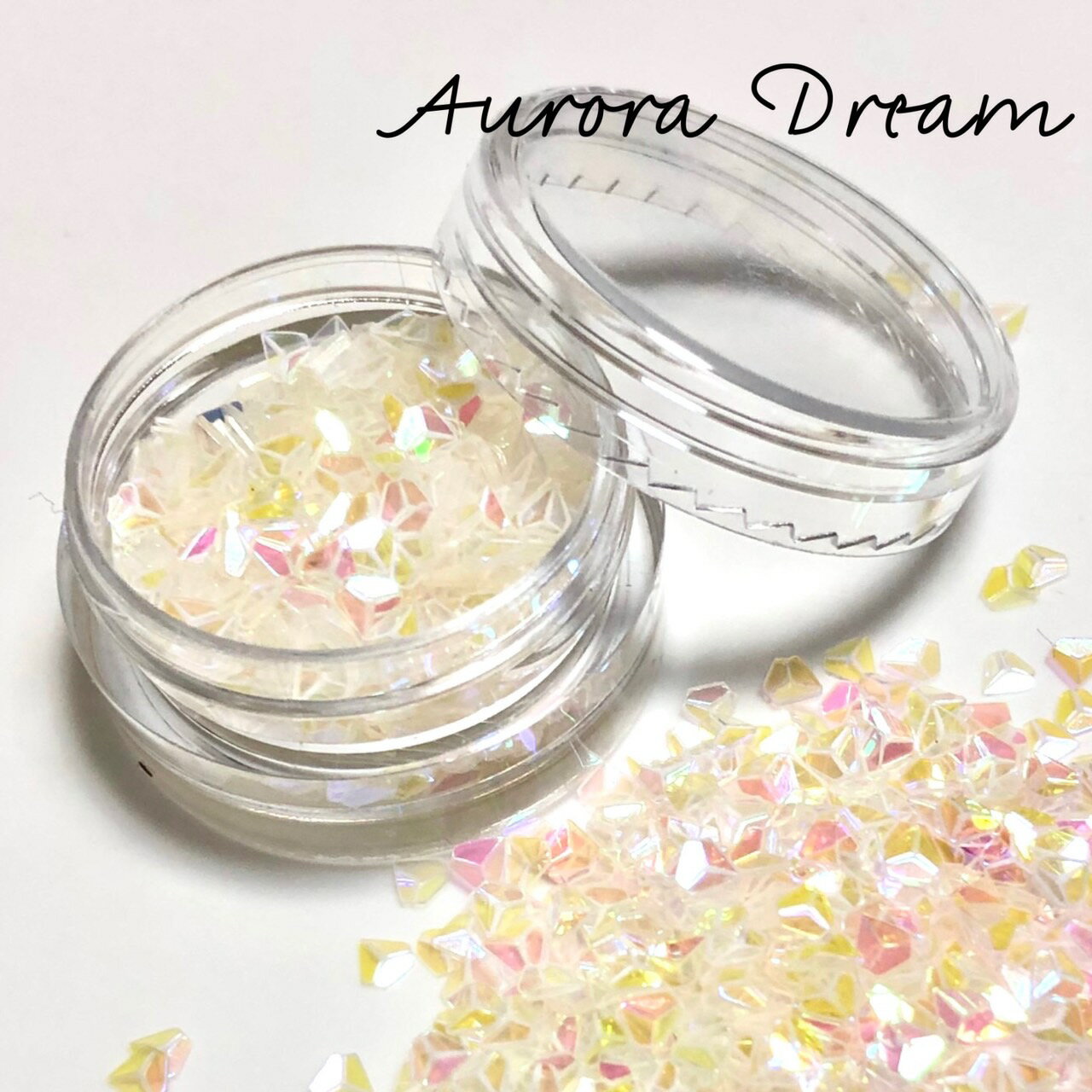 (3005)★New★『Aurora Dream』 オーロラをほどこした美しい透明のホログラム♪ダイヤモンド・バブル・スノーフレークの3パターン展開！約4mm 0.8g OPP袋入り クリア UV LED レジン ハンドメイド封入素材に