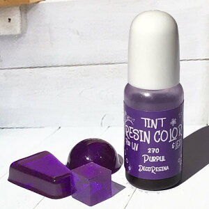 【デコレジーナ】樹脂用着色剤 パープル 紫 透明 レジン カラー TINT 10g UVレジン 着色剤 カラーレジン クラフト ハンドメイド 光や溶剤に強く、厳選された毒性の無い顔料をレジンに最適に粉砕、混合したクリアタイプのレジンカラー