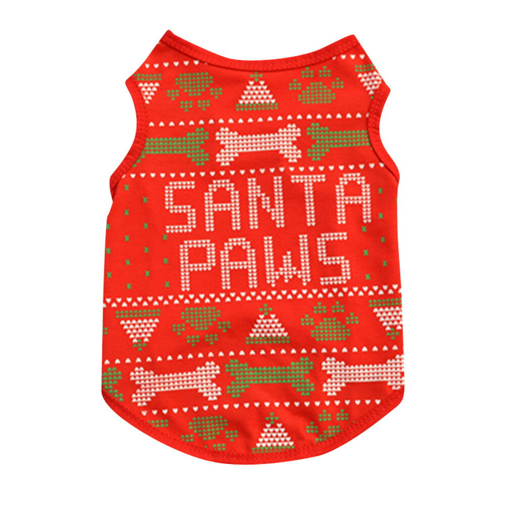 ◆(dog1)ドッグウェア クリスマス santa paws トップス 小型犬 犬 服 洋服 X'mas サンタクロース トイプーの小さい子などに♪ワンちゃんのオシャレ着 イベントに　赤　緑