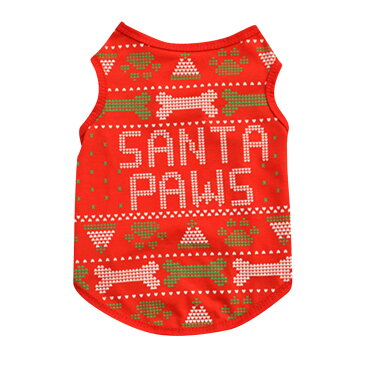 ◆(dog1)ドッグウェア クリスマス santa paws トップス 小型犬 犬 服 洋服 X'mas サンタクロース トイプーの小さい子などに♪ワンちゃんのオシャレ着 イベントに 赤 緑