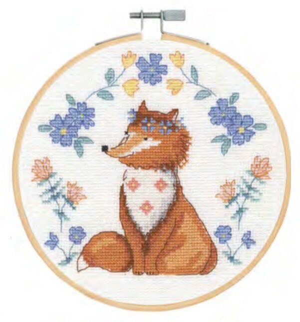 (dmc1924)【お取り寄せ商品】刺繍キット FOX キツネ DMC セット 手芸 初心者 練習 基本ステッチ エンブロイダリー クロスステッチ 図案印刷 刺繍針 刺繍布 刺繍糸 図案 オシャレ フランス ヨーロッパ フランス 動物 きつね 狐