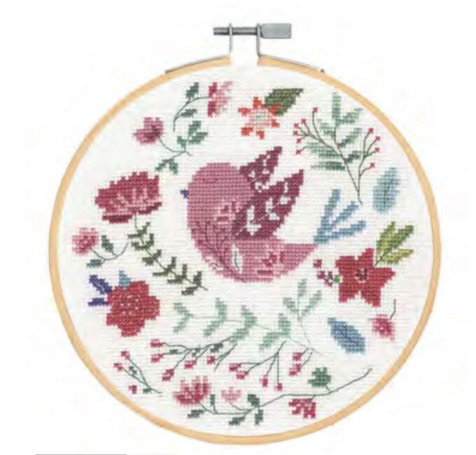 (dmc1928）【お取り寄せ商品】刺繍キット FOLK BIRD 鳥 とり DMC セット 手芸 初心者 練習 基本ステッチ エンブロイダリー クロスステッチ 図案印刷 刺繍針 刺繍布 刺繍糸 図案 オシャレ フランス ヨーロッパ フランス 動物 花 小鳥