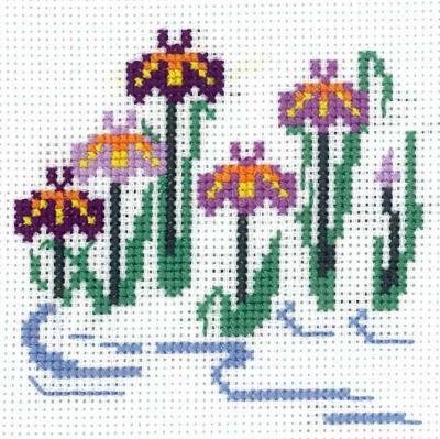 (sk136) 予約販売 小さいな 刺繍キット【 ショウブ の花 】 クロス ステッチ オリジナルキット 初心者..