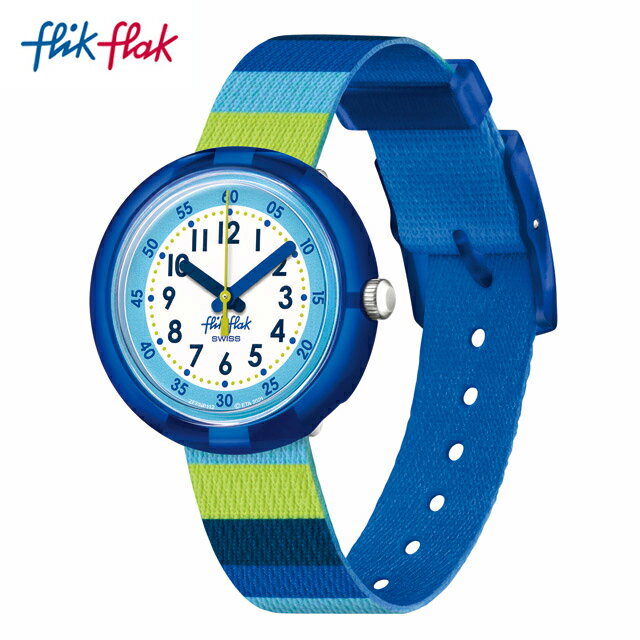 楽天スウォッチ公式オンラインストア【公式ストア】Flik Flak フリックフラック STRIPY BLUE ストライプ・ブルー FPNP112Swatch（スウォッチ） Story Time（ストーリー・タイム） 【送料無料】（素材）ベルト：再生PET ケース：バイオ由来プラスチックキッズ ボーイズ 腕時計 人気 定番 プレゼント