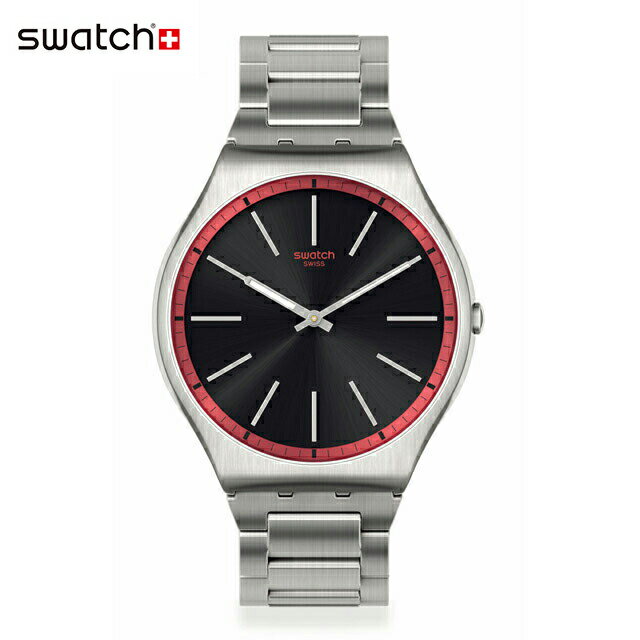 スウォッチ 腕時計（メンズ） 【公式ストア】Swatch スウォッチ RED GRAPHITE レッド・グラファイト SS07S129GOriginals(オリジナルズ) SKIN IRONY 42(スキン・アイロニー・44) 【送料無料】(素材)ベルト：ステンレス(調節可能)メンズ レディース 腕時計 人気 定番 プレゼント