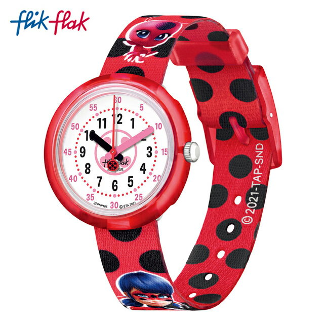 Flik Flak フリックフラック MIRACULOUS LADYBUG ミラキュラス・レディバグ FPNP106Swatch(スウォッチ) Story Time(ストーリー・タイム) (素材)ベルト：再生petキッズ ガールズ 腕時計 人気 定番 プレゼント