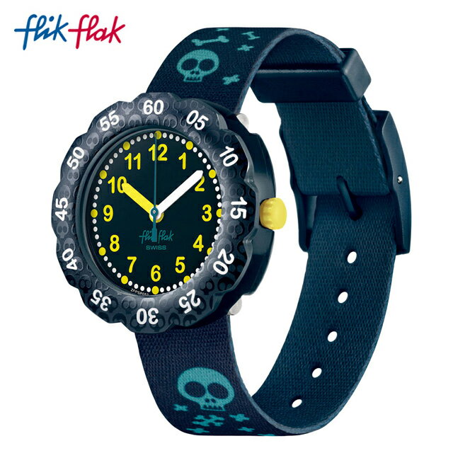 Flik Flak フリックフラック SKELETICIOUS スケレッティシャス FPSP052Swatch(スウォッチ) Power Time 7+(パワータイム7+) (素材)ベルト：再生pet ケース：プラスティックキッズ ボーイズ ガールズ 腕時計 人気 定番 プレゼント