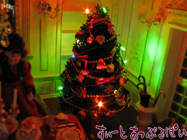 ミニチュア3V電池式LED照明キラキラクリスマス☆カラフル点滅LED12球つきガーランドHKL-12CLドールハウス用