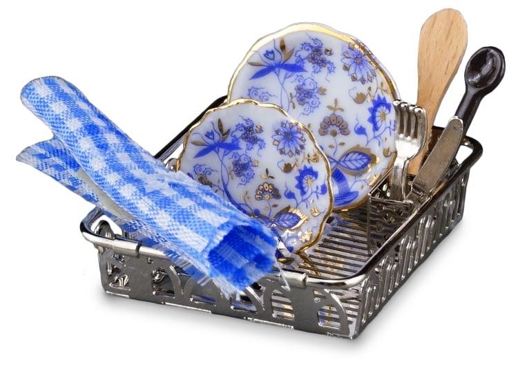 ミニチュア ロイターミニチュア ディッシュラック ブルーオニオン RP1841-5 ドールハウス用