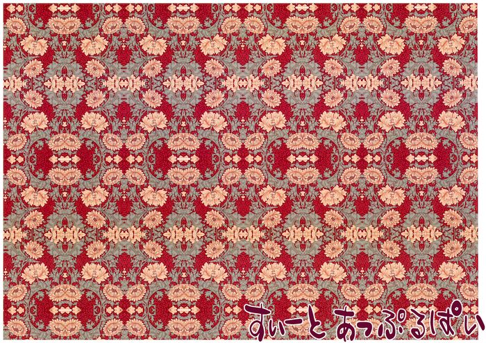 ミニチュア 1/12サイズ スペイン製 ドールハウス用壁紙 ウィリアムモリス 432 x 260ミリ WM35700 ドールハウス用