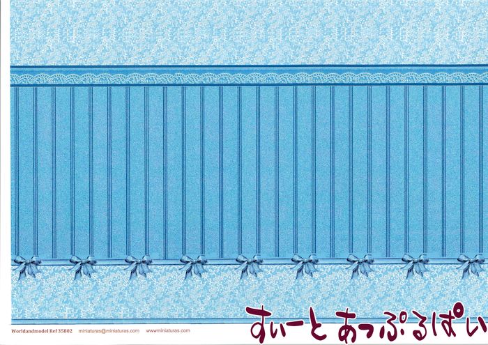ミニチュア 1/12サイズ スペイン製 ドールハウス用腰壁風壁紙 440 x 217ミリ WM35802 ドールハウス用