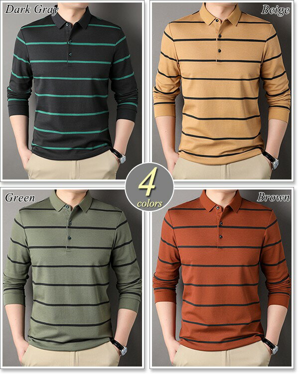 ポロシャツ メンズ 長袖 高品質 春 秋 冬 おしゃれ ゴルフ ブランド カットソー 人気 襟付き 父の日 セール 大きいサイズも充実 40代 50代 60代にも好評 長袖ポロシャツ特集