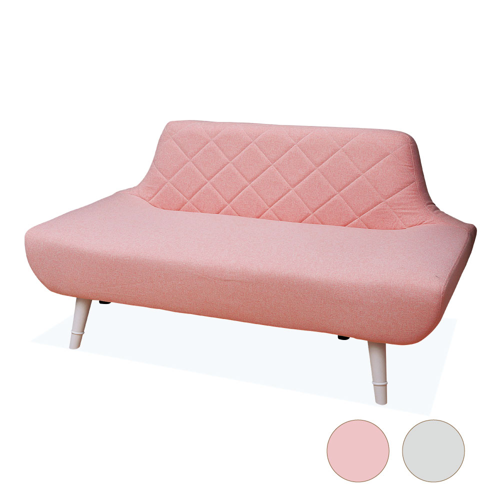 【北海道青森 送料無料】ソファー 布張り 2人掛けソファ ローザ ファブリック グレー ピンク シンプル モノトーン かわいい フェミニン ロマンチック 姫系 パステル スイデコ スイートデコレーション【グレー完売】