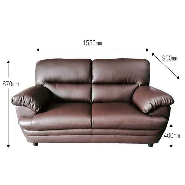 【送料無料】【9月下旬入荷予定】布張り ソファ スイデコ スイートデコレーション 合成皮革ソファ 2人掛け ポロ ダークブラウン