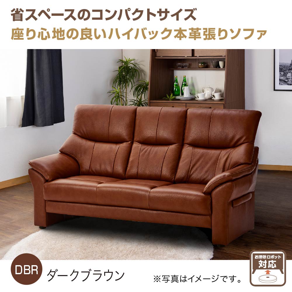 Leather - 【送料無料】 本革張り 3人掛けソファ サイモン2 ダークブラウン【お取り寄せ品】