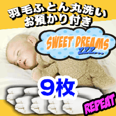 【羽毛布団 クリーニング】リピーター 丸洗い9枚 保管コース【送料無料】